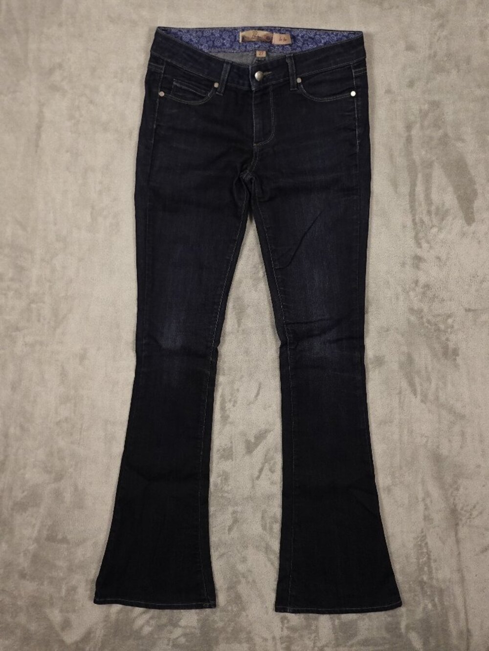 Paige Lou Lou Bootcut Jeans Women's 27 Dark Wash Stretch Long 34.5" Inseam
